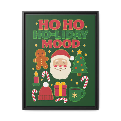Framed Canvas Art, Festive Holiday, Cheerful Wall Art for Christmas, Santa Decor, Ho Ho Ho Seasonal Gift, Holiday Mood Wall Art