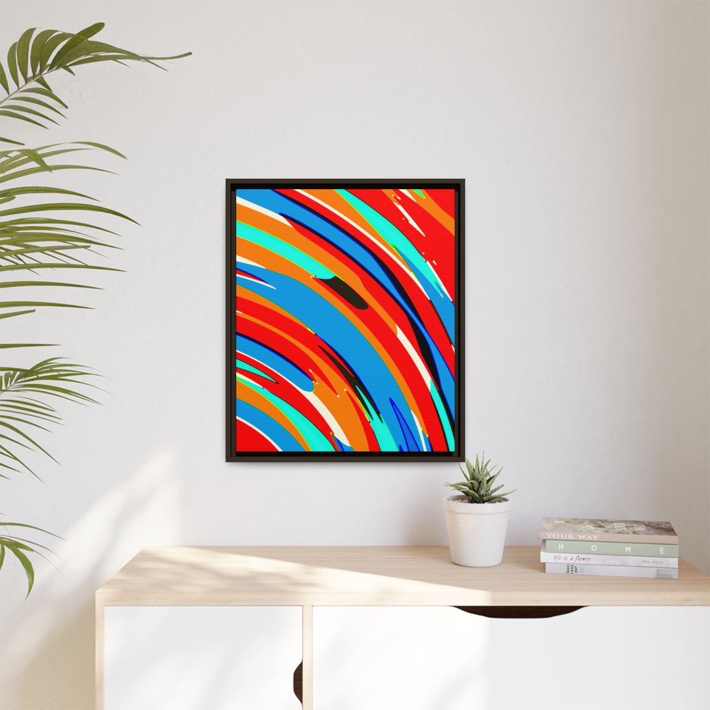 Abstract Rainbow Swirl Arc - Framed Canvas