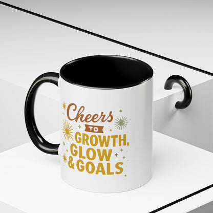 Cheers to Growth Accent Coffee Mug, Inspirational Mug, Motivational Coffee Cup, Unique Gift, Office Decor, Celebration Mug