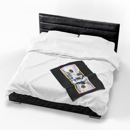 100 Dollars Bill - Neon Color Explosion - Plush Blanket