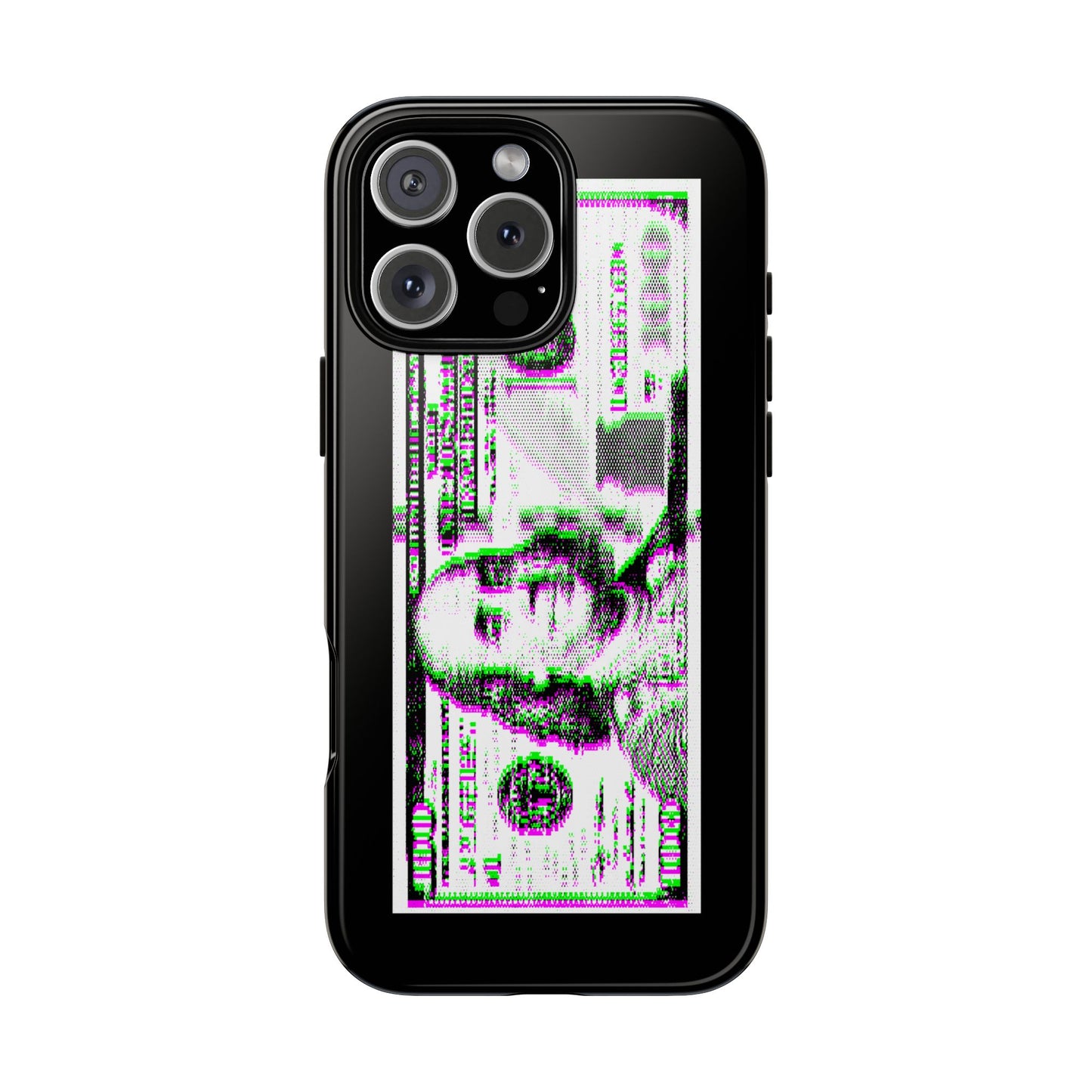 100 Dollars Bill - Green/Magenta Glitch - Phone Case