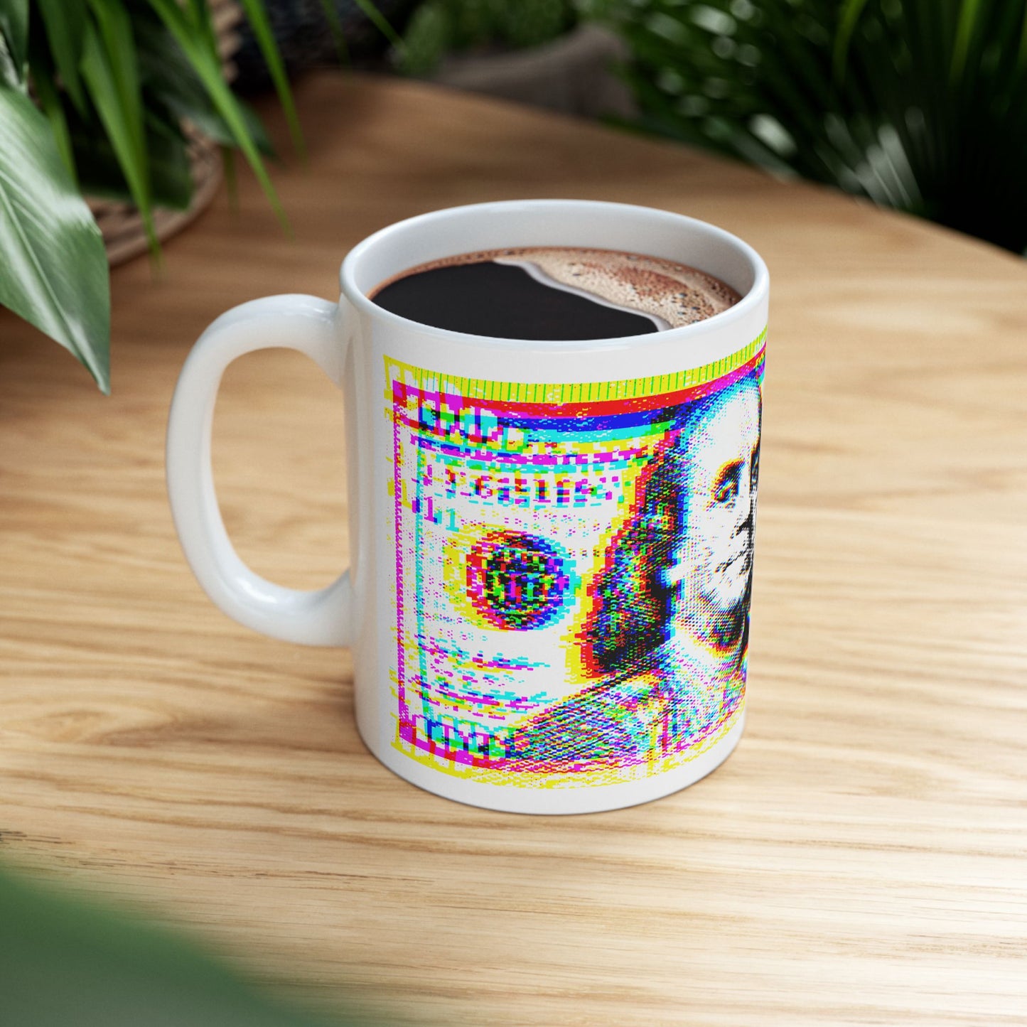 100 Dollars Bill - Neon Color Explosion - Mug
