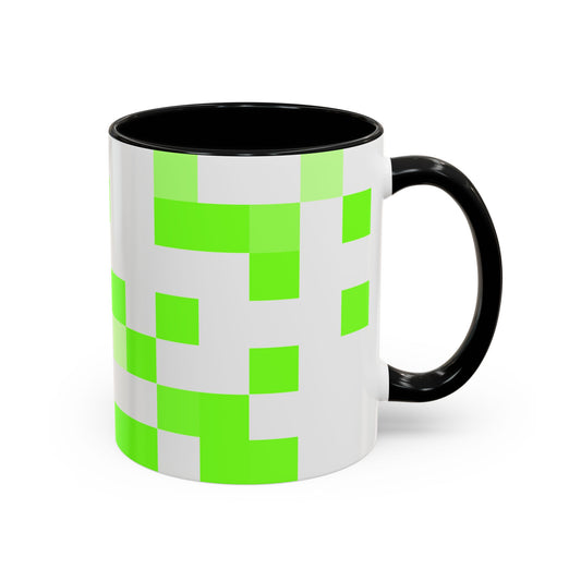 Lime Green Pixel Grid - Color Accent Mug