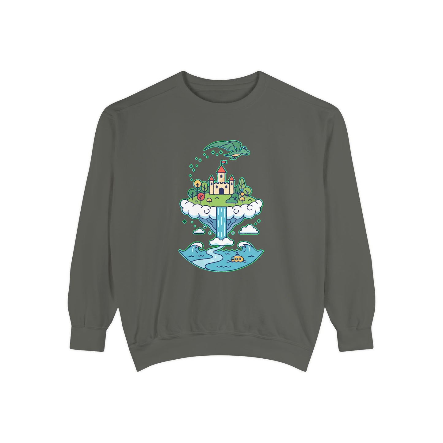 Floating Castle Dragon - Magical Fantasy Island - Sweatshirt