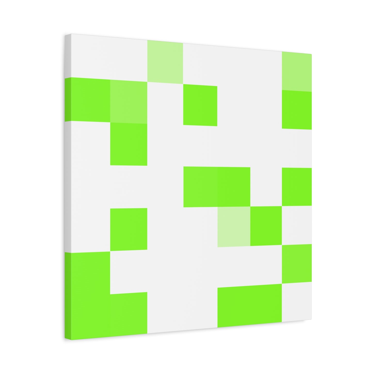 Lime Green Pixel Grid - Canvas