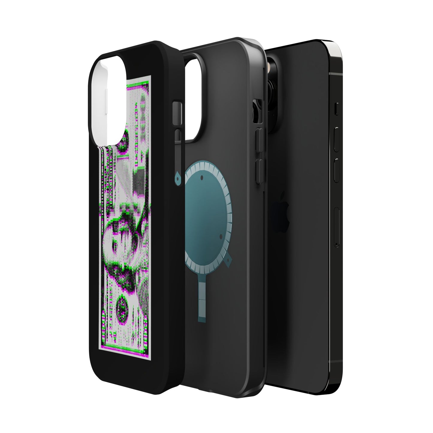 100 Dollars Bill - Green/Magenta Glitch - Magnetic Phone Case