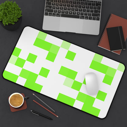 Lime Green Pixel Grid - Desk Mat