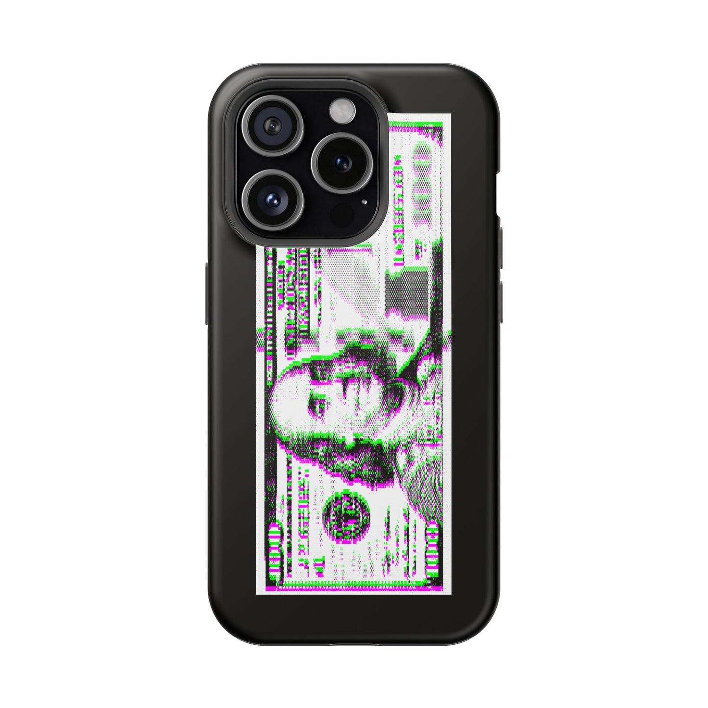 100 Dollars Bill - Green/Magenta Glitch - Magnetic Phone Case