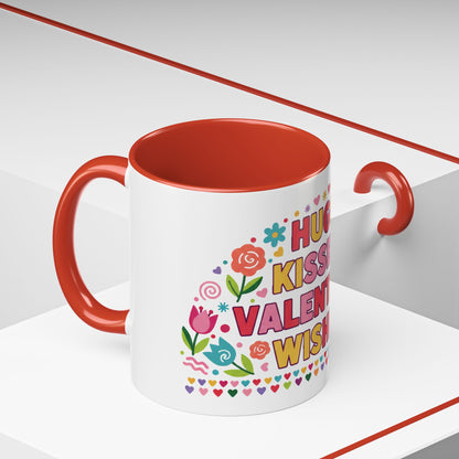 Hugs, Kisses & Valentine’s Wishes - Color Accent Mug
