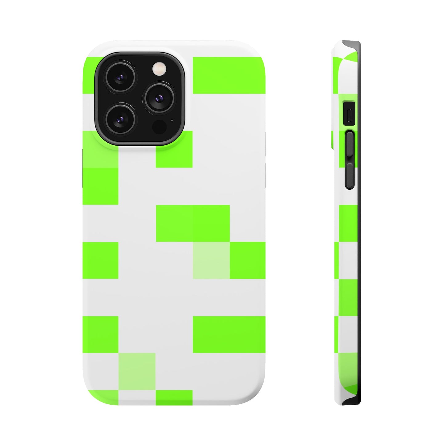 Lime Green Pixel Grid - Magnetic Phone Case