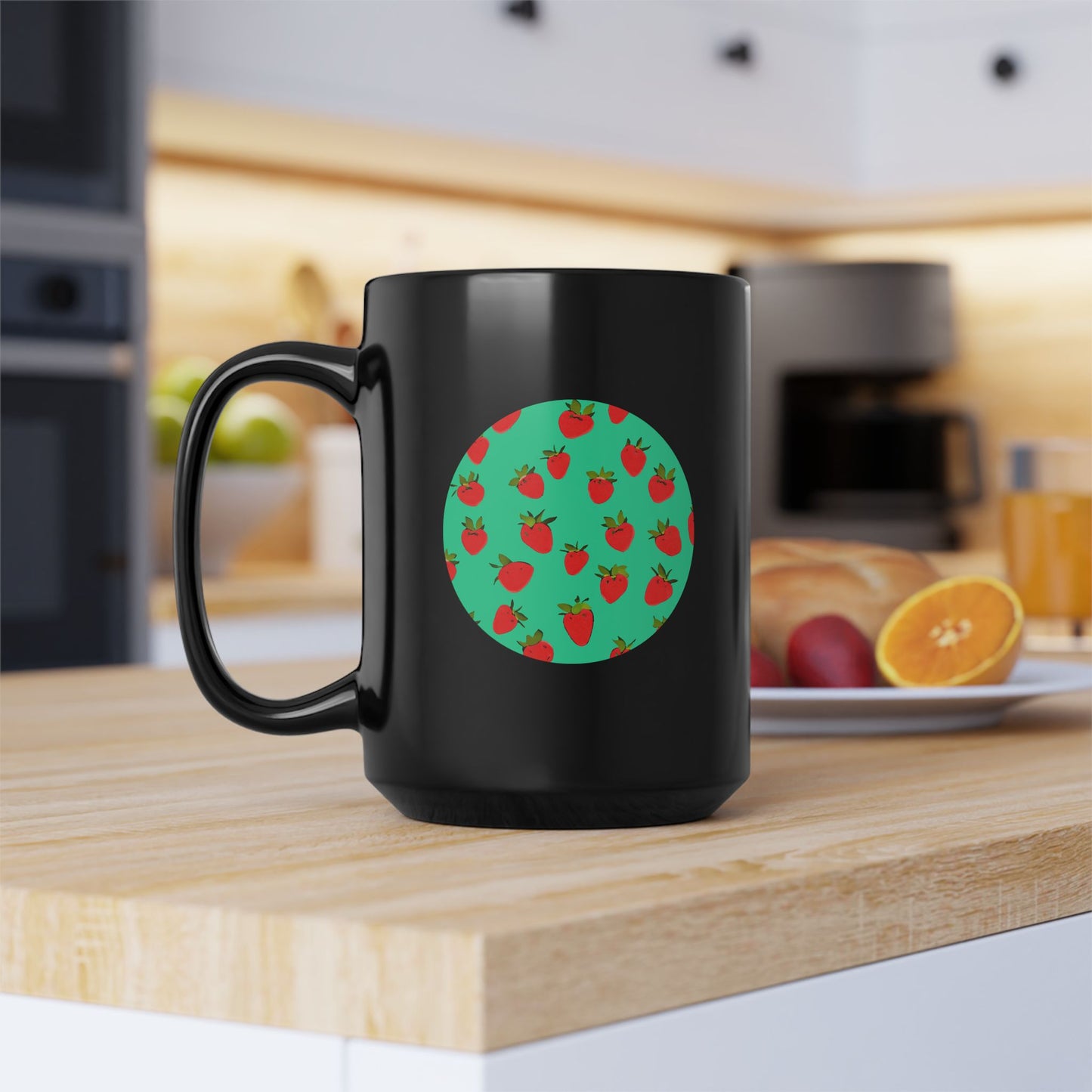 Strawberry Pattern - Black Mug