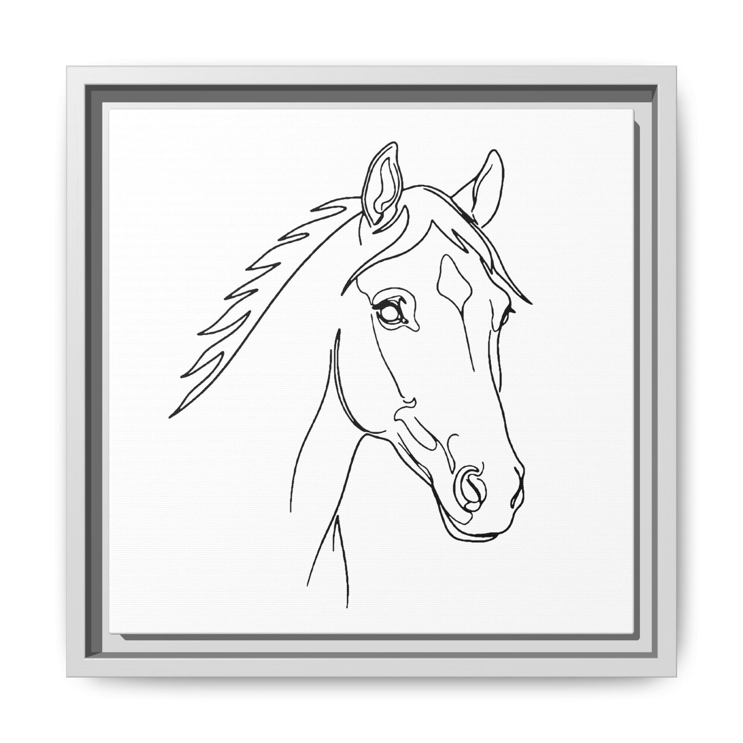 Horse Portrait Sketch - Framed Canvas