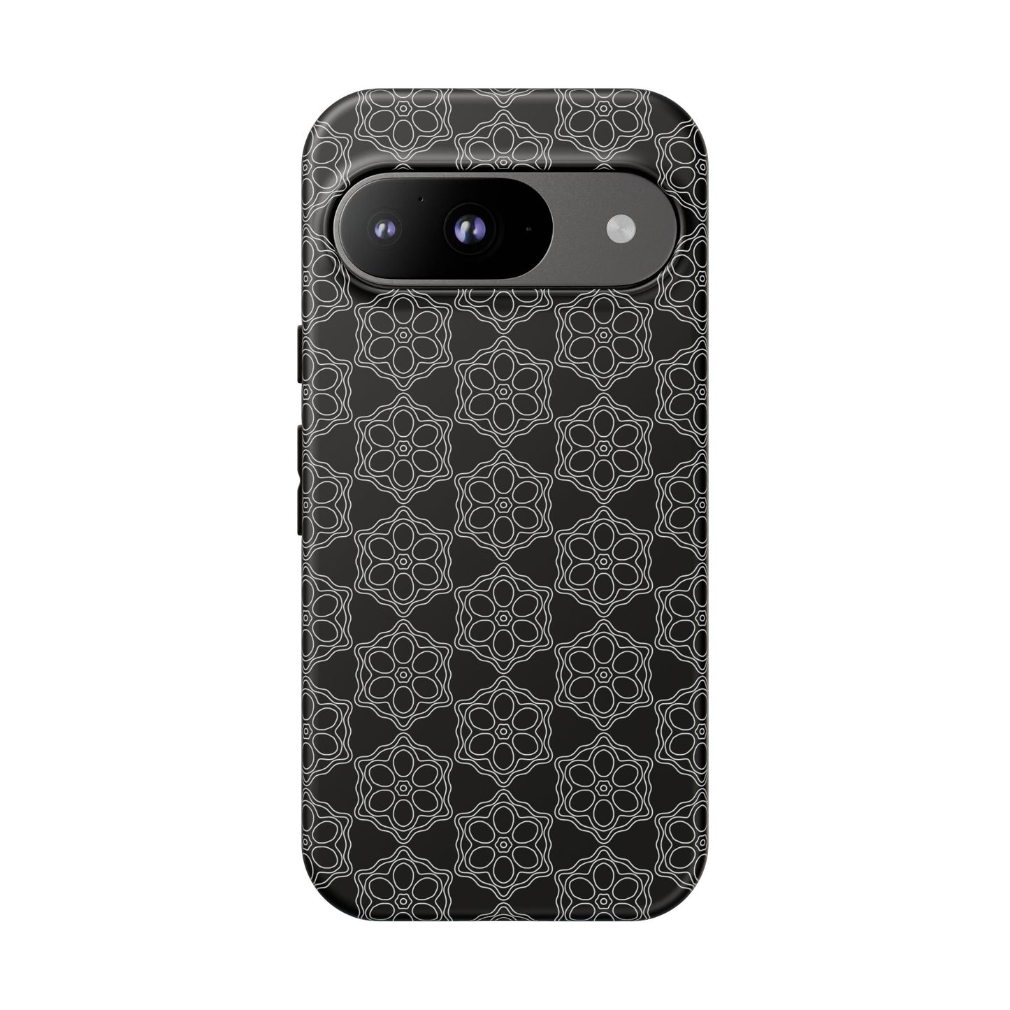 Geometric Pattern Phone Case, Dark Floral Case for Tough Protection, Stylish Smartphone Accessory, Gift for Tech Lovers, Trendy Mobile Cover
