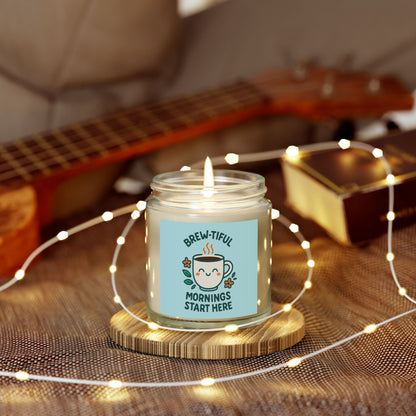 Brew-tiful Mornings Scented Candle, Coconut Apricot Wax, Relaxing Home Decor, Gift for Coffee Lovers, Cozy Atmosphere, Aromatherapy