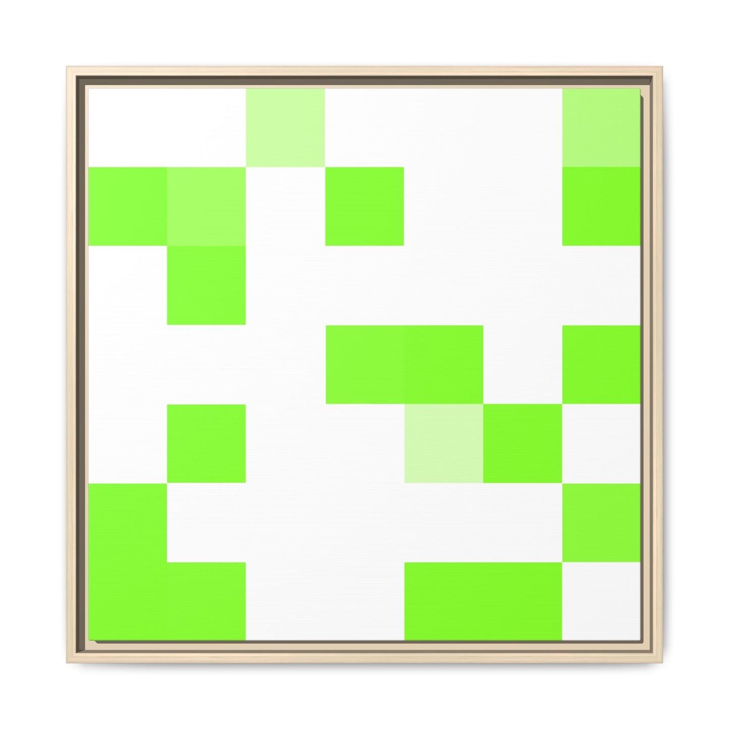 Lime Green Pixel Grid - Framed Canvas