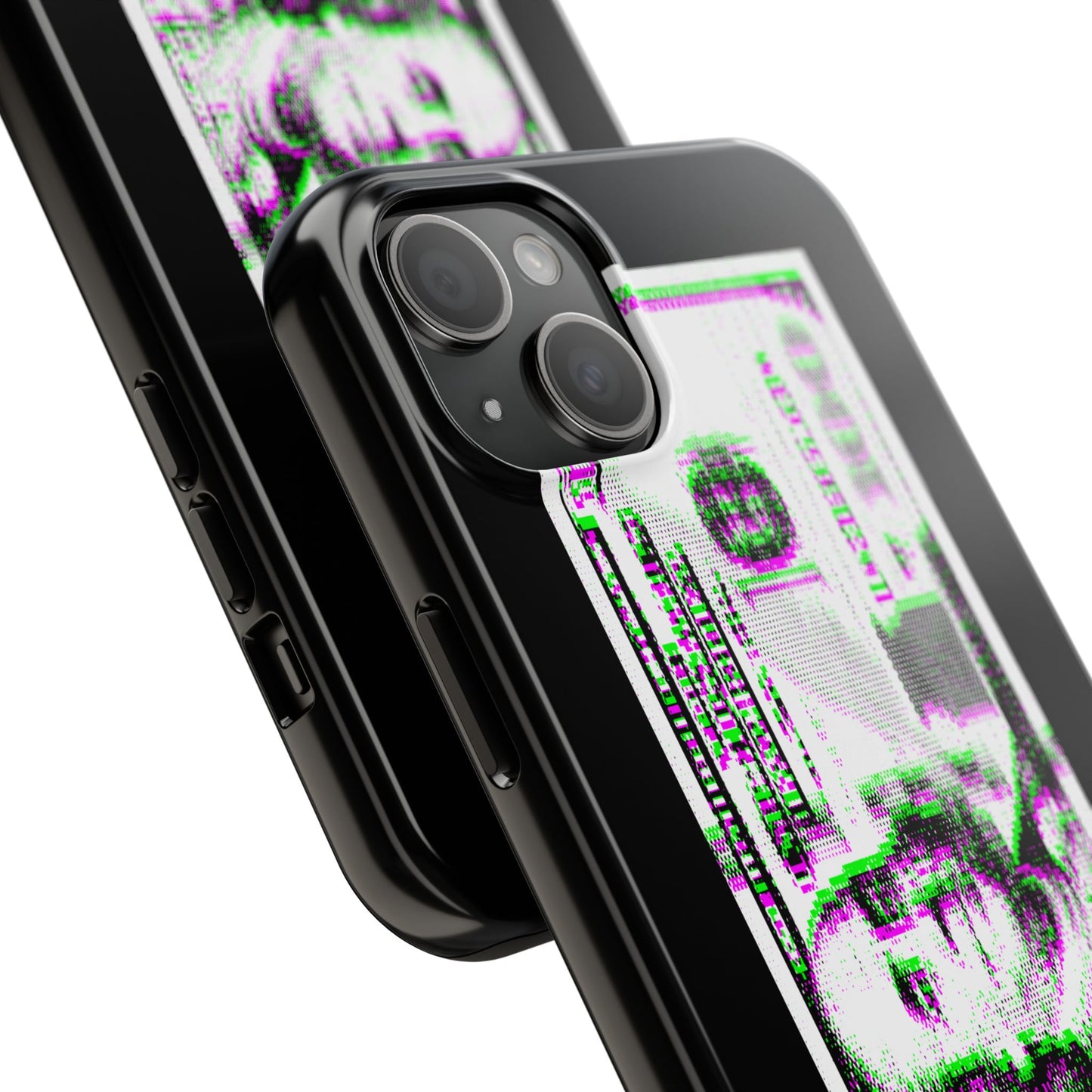 100 Dollars Bill - Green/Magenta Glitch - Phone Case