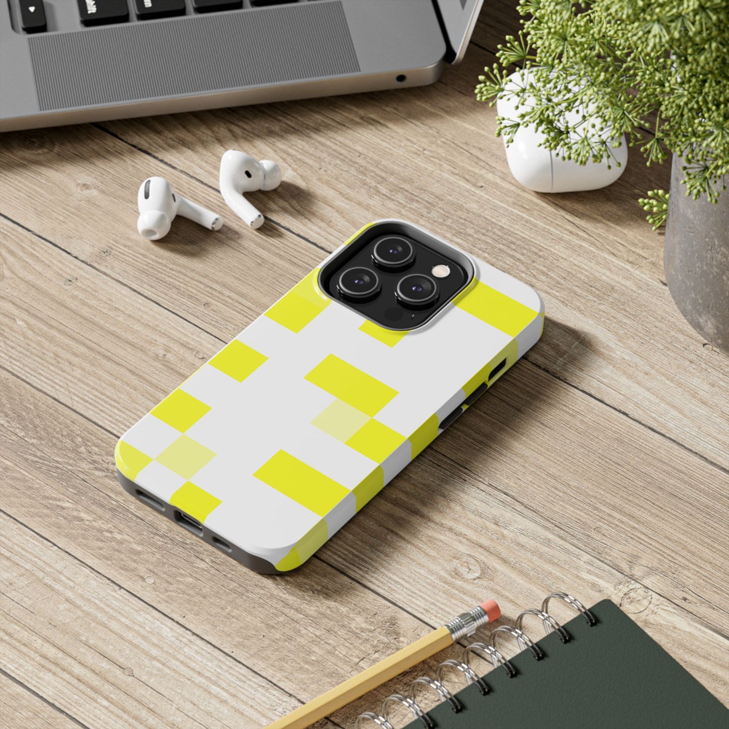 Yellow Pixel Grid -  Phone Case