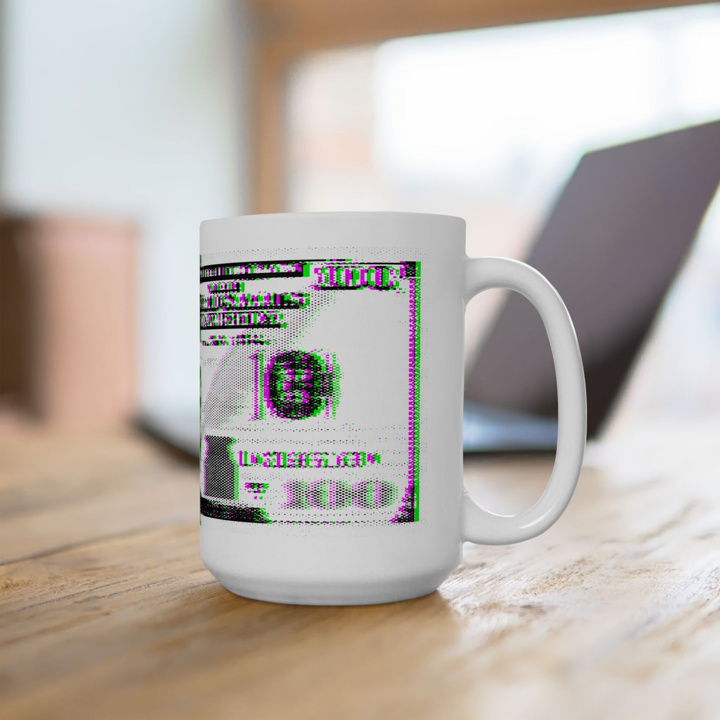 100 Dollars Bill - Green/Magenta Glitch - Mug