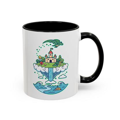 Floating Castle Dragon - Magical Fantasy Island - Color Accent Mug