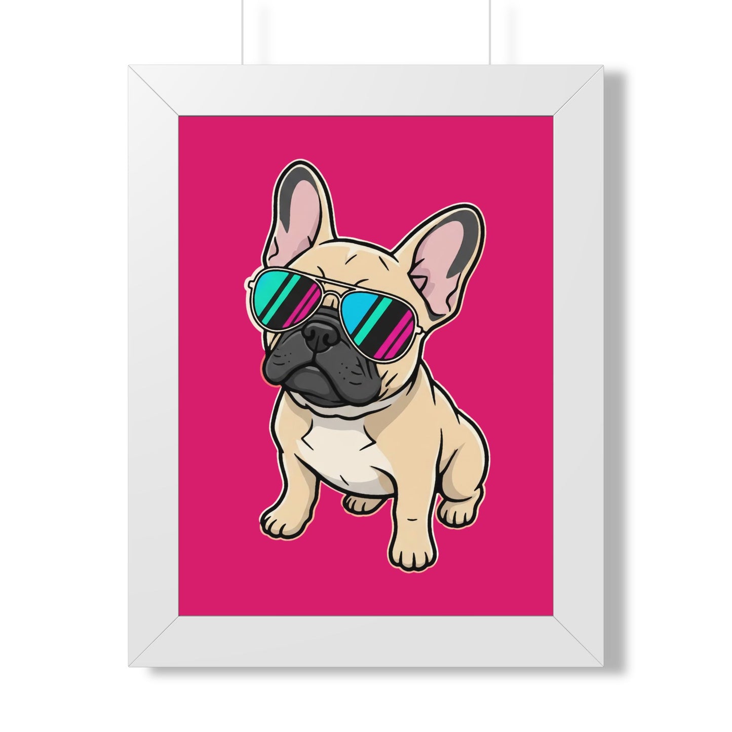 French Bulldog with Sunglasses - Framed Poster