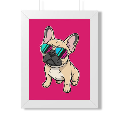 French Bulldog with Sunglasses - Framed Poster