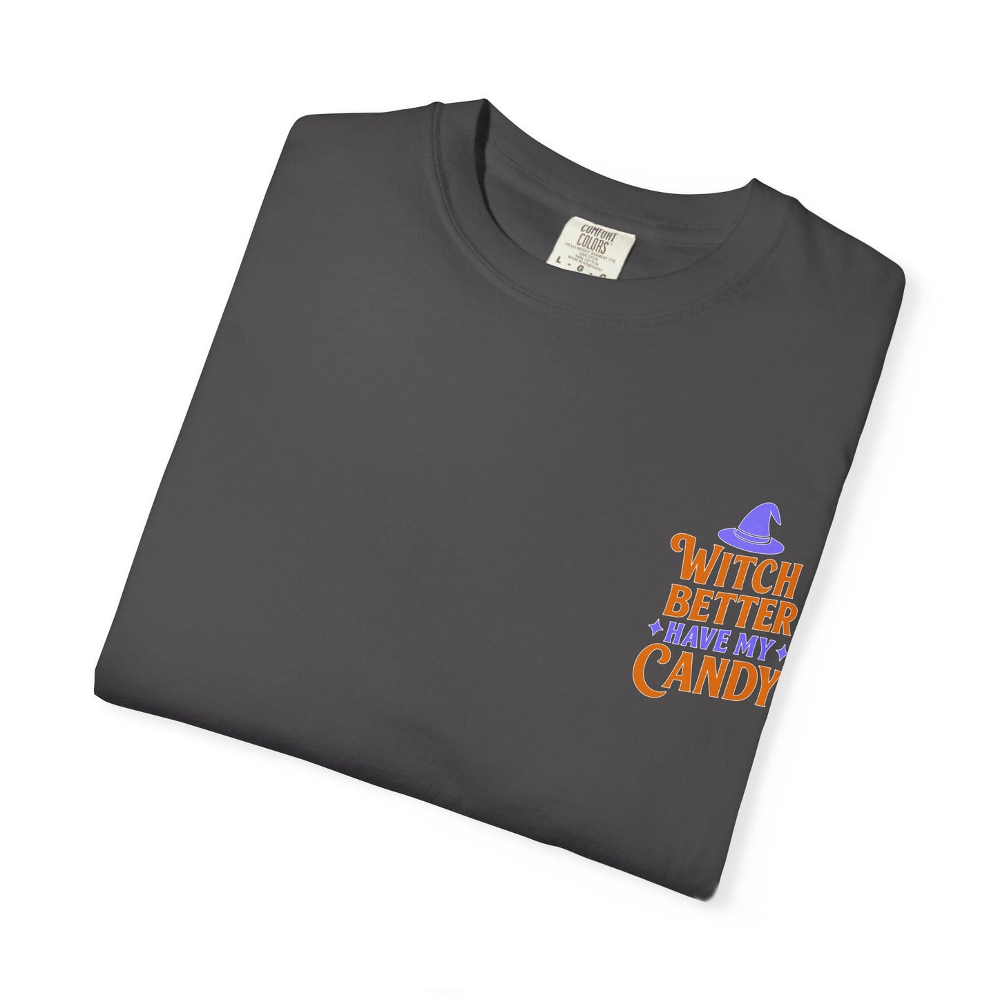 Halloween Candy T-shirt, Unisex Garment-Dyed T-shirt, Spooky Season Apparel, Fall Fashion, Trick or Treat Shirt, Cute Halloween Tee