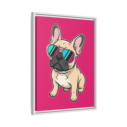 French Bulldog with Sunglasses - Framed Canvas