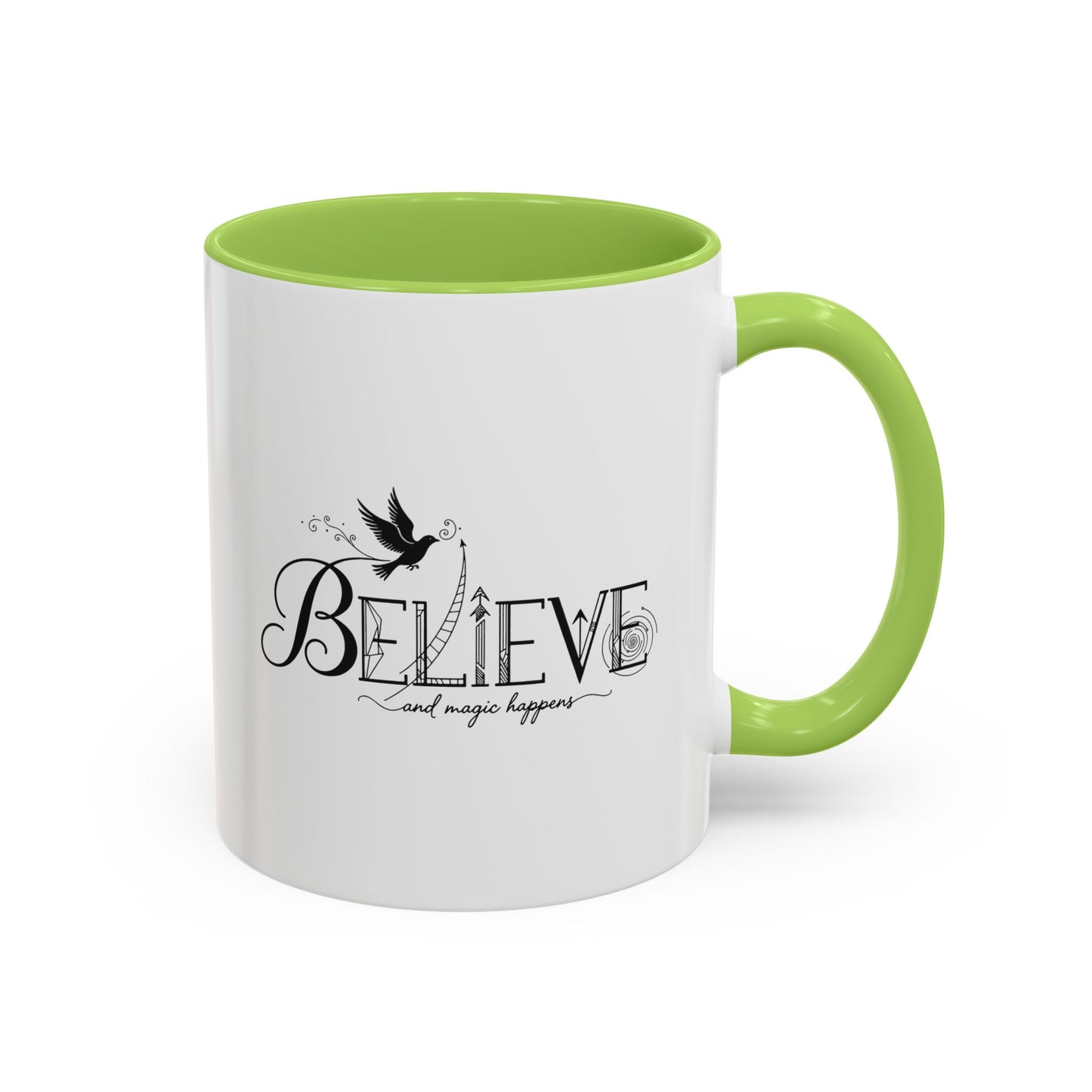 Believe and Magic Happens - Color Accent Mug