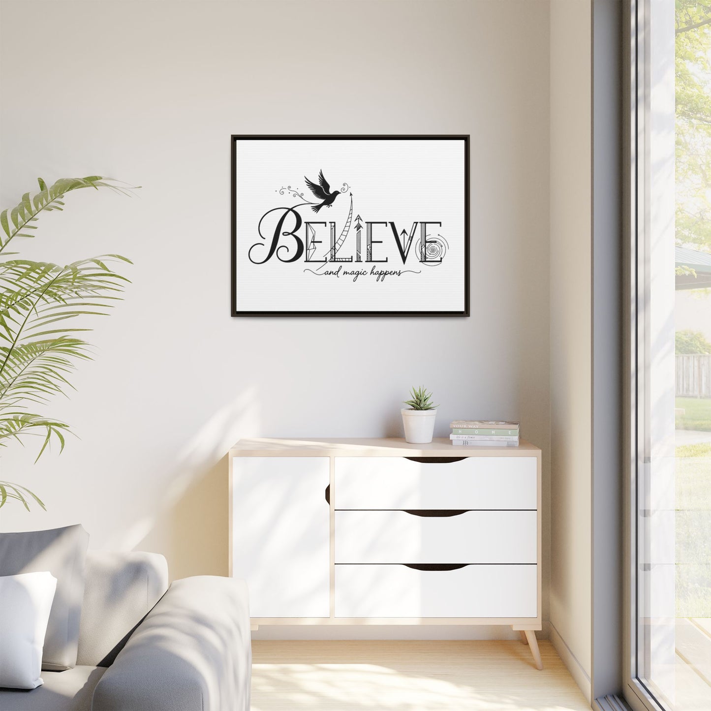 Believe and Magic Happens - Framed Canvas