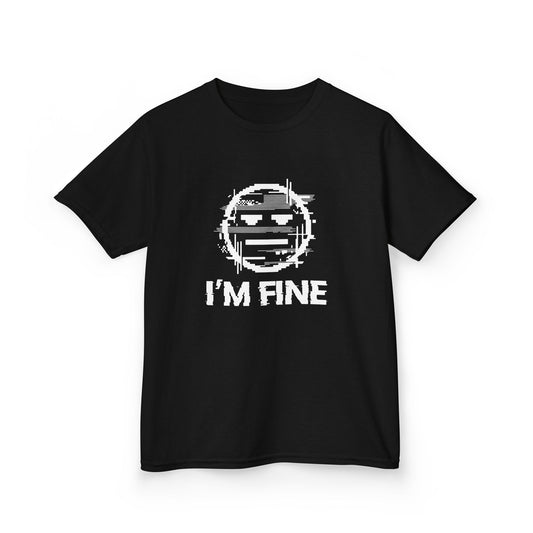 I’m Fine Glitched Smiley - Kids Tee