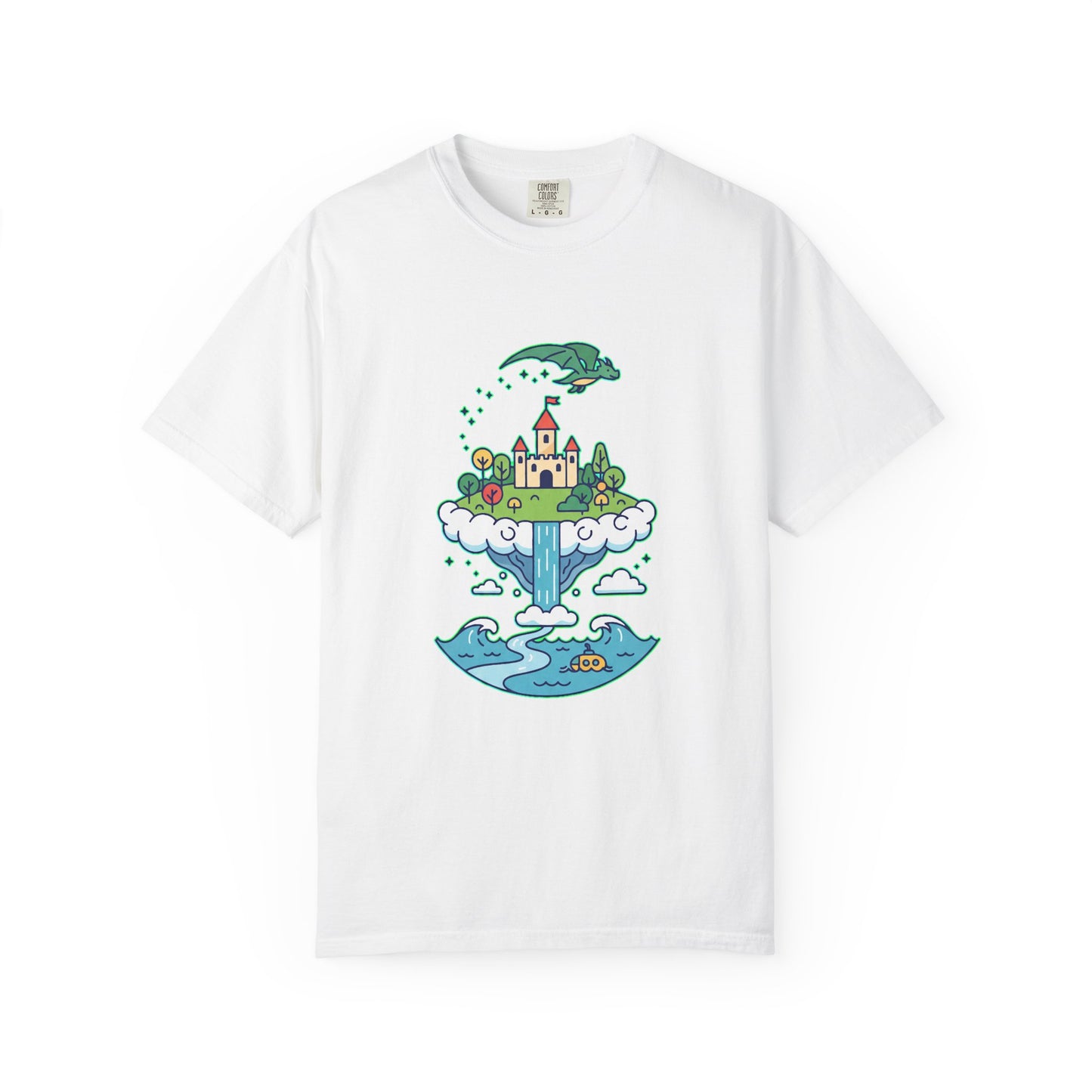 Floating Castle Dragon - Magical Fantasy Island - T-Shirt