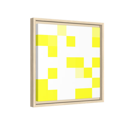 Yellow Pixel Grid - Framed Canvas