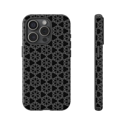 Geometric Pattern Phone Case, Dark Floral Case for Tough Protection, Stylish Smartphone Accessory, Gift for Tech Lovers, Trendy Mobile Cover