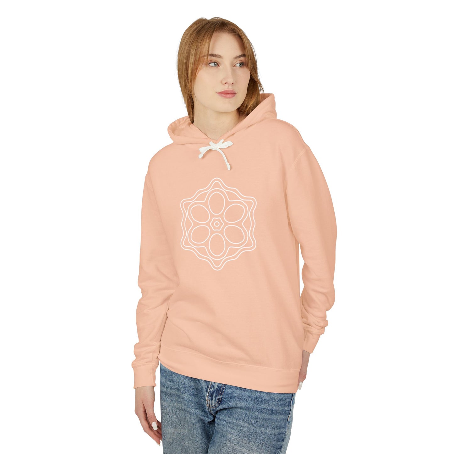 Meditative Mandala Unisex Hooded Sweatshirt, Lightweight Pullover Hoodie, Gift for Relaxation, Mindfulness Apparel, Cozy Layering