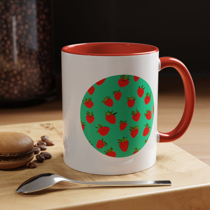 Strawberry Pattern - Color Accent Mug