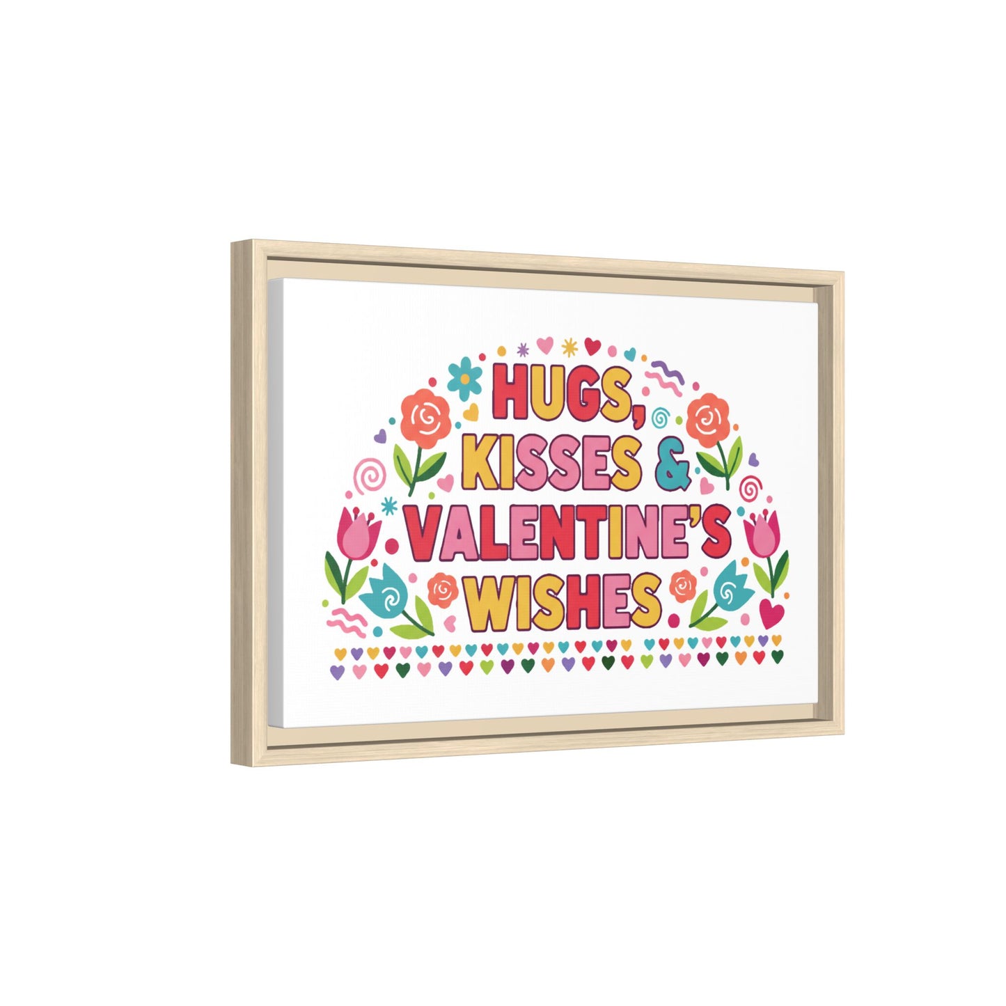 Hugs Kisses & Valentine's Wishes - Framed Canvas