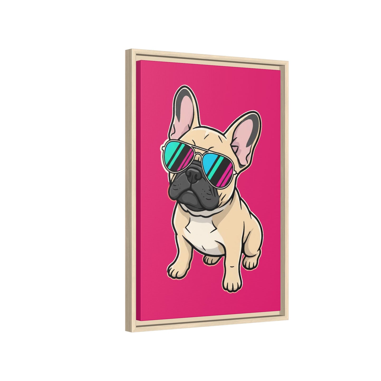 French Bulldog with Sunglasses - Framed Canvas