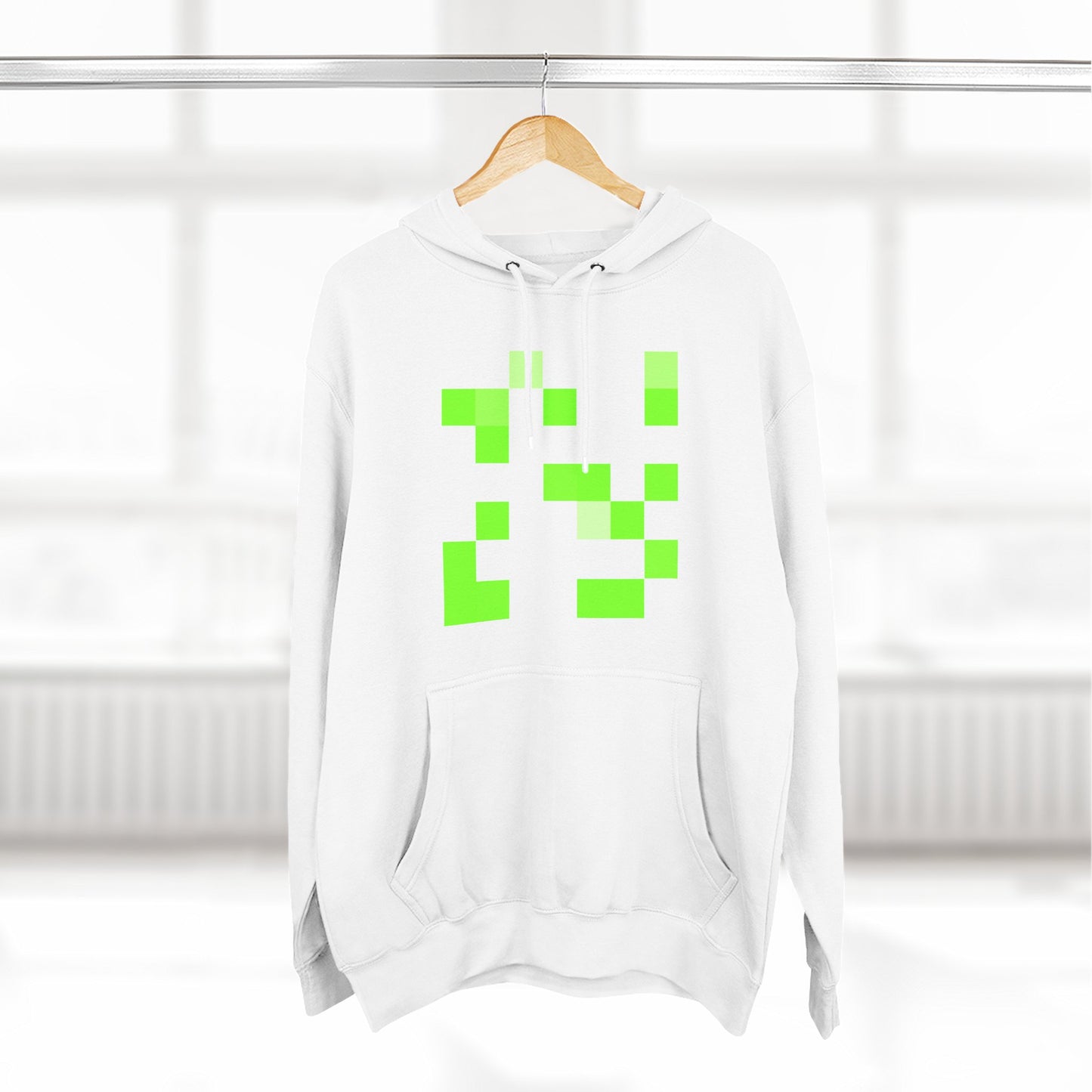 Lime Green Pixel Grid - Hoodie