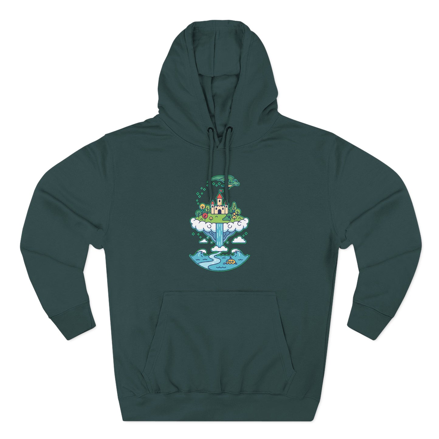 Floating Castle Dragon - Magical Fantasy Island - Hoodie
