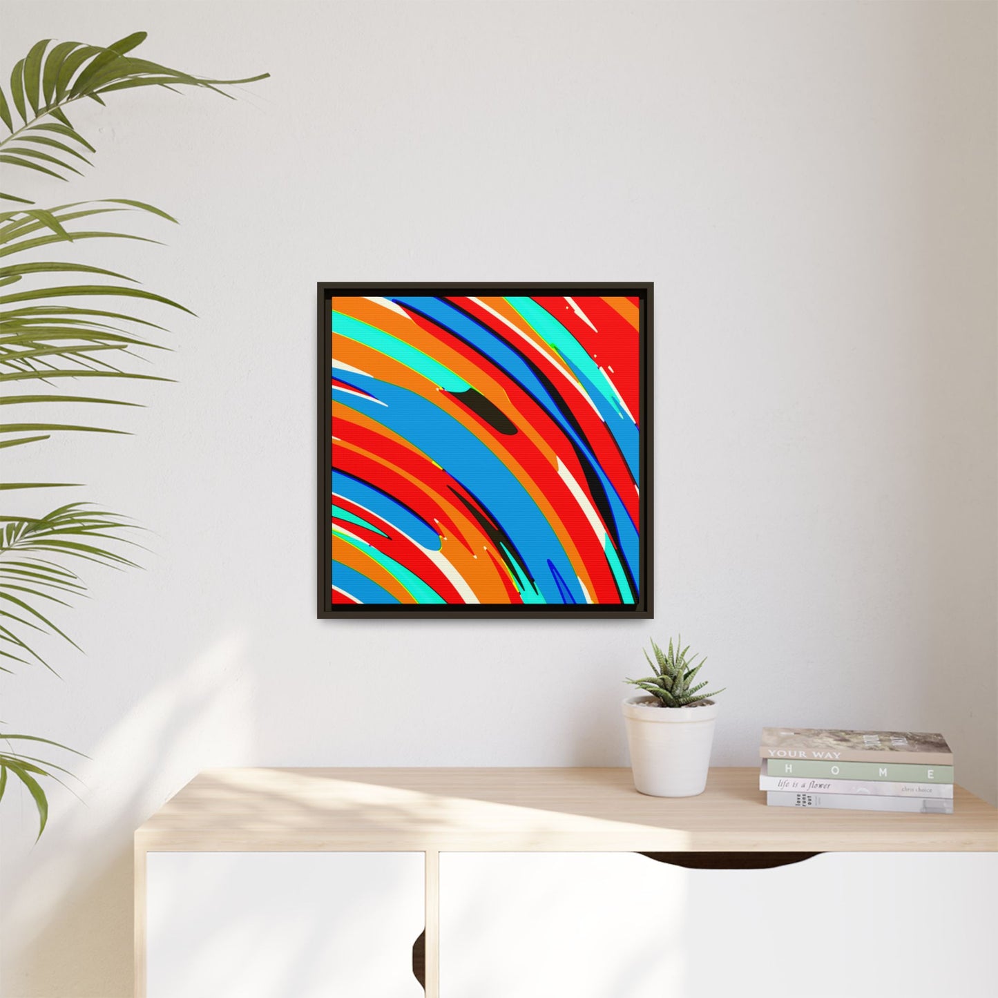 Abstract Rainbow Swirl Arc - Framed Canvas