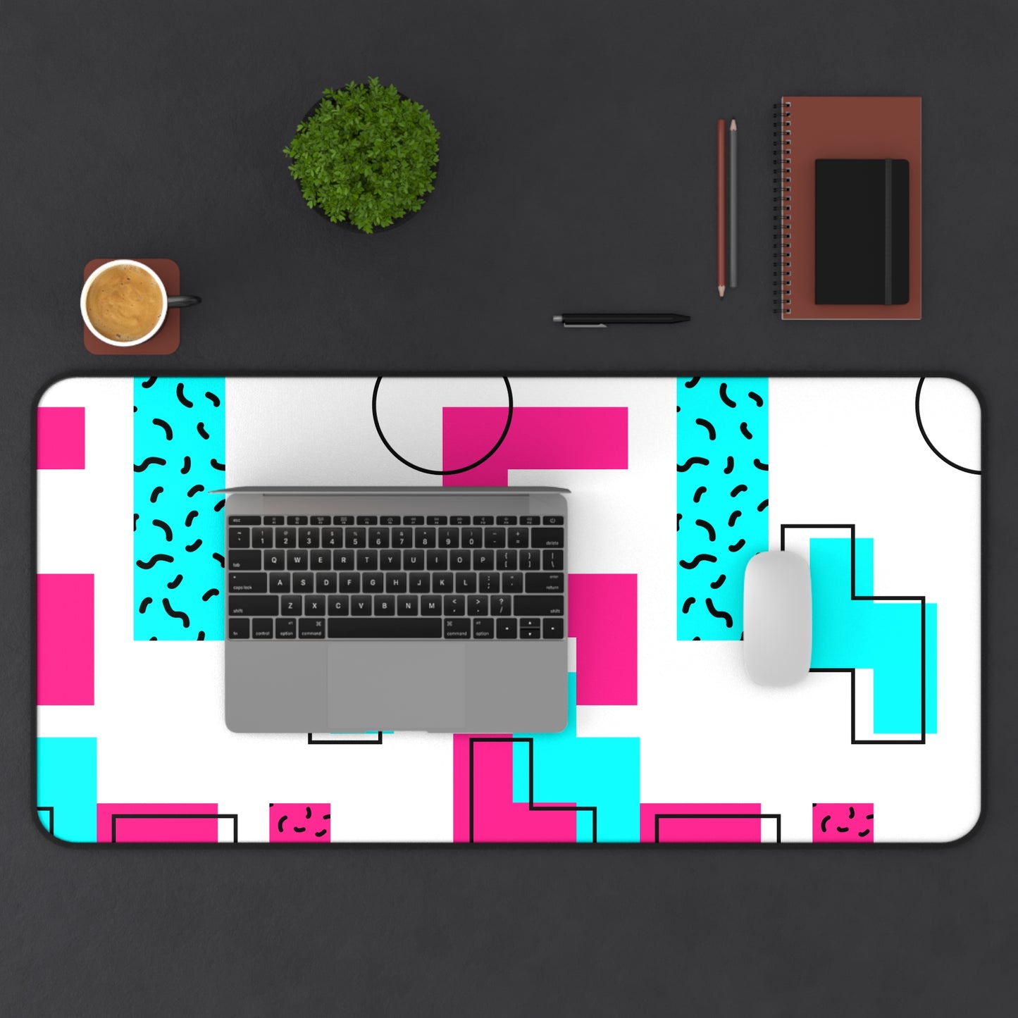 Retro Geometric Vibes - Desk Mat