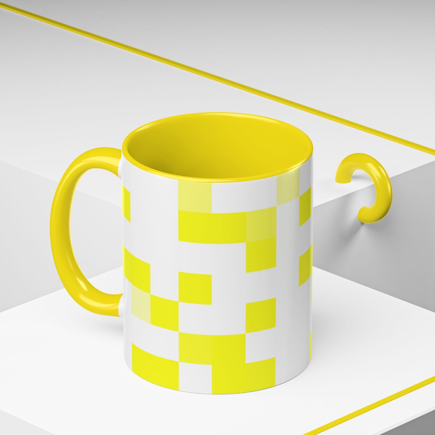 Yellow Pixel Grid - Color Accent Mug