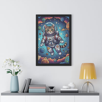 Astronaut Cat - Framed Poster