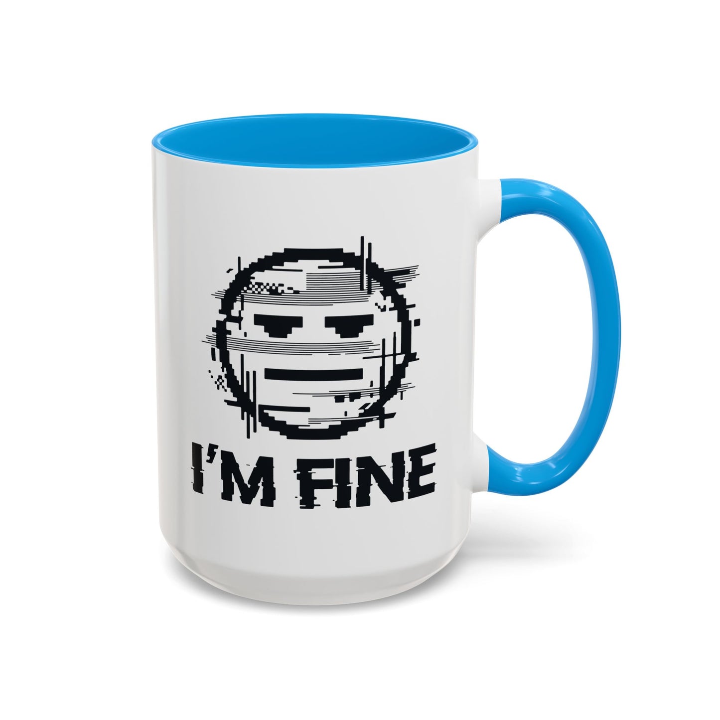 I’m Fine Glitched Smiley - Color Accent Mug