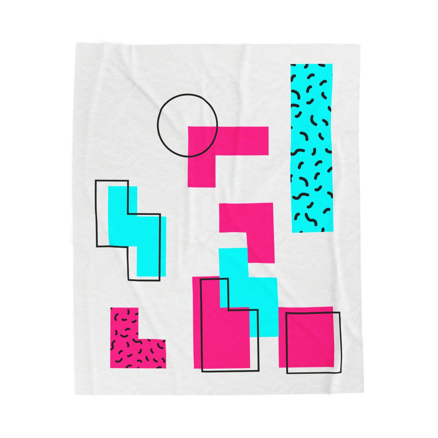 Retro Geometric Vibes - Plush Blanket