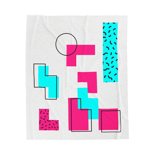 Retro Geometric Vibes - Plush Blanket