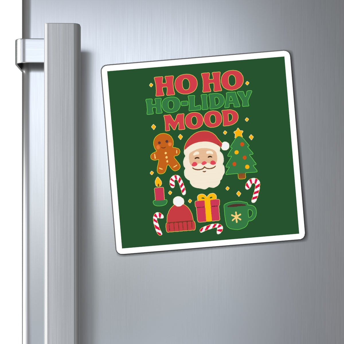Festive Holiday Magnets, Ho Ho Ho-liday Mood, Christmas Decor, Kitchen Magnet, Gift Idea, Winter Decoration