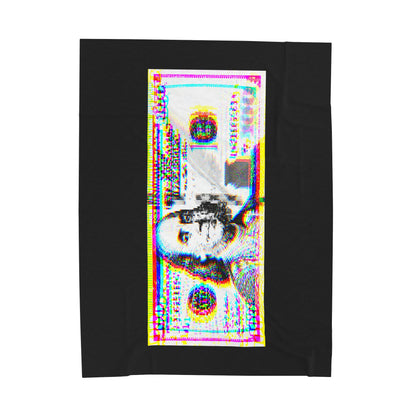 100 Dollars Bill - Neon Color Explosion - Plush Blanket