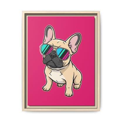 French Bulldog with Sunglasses - Framed Canvas