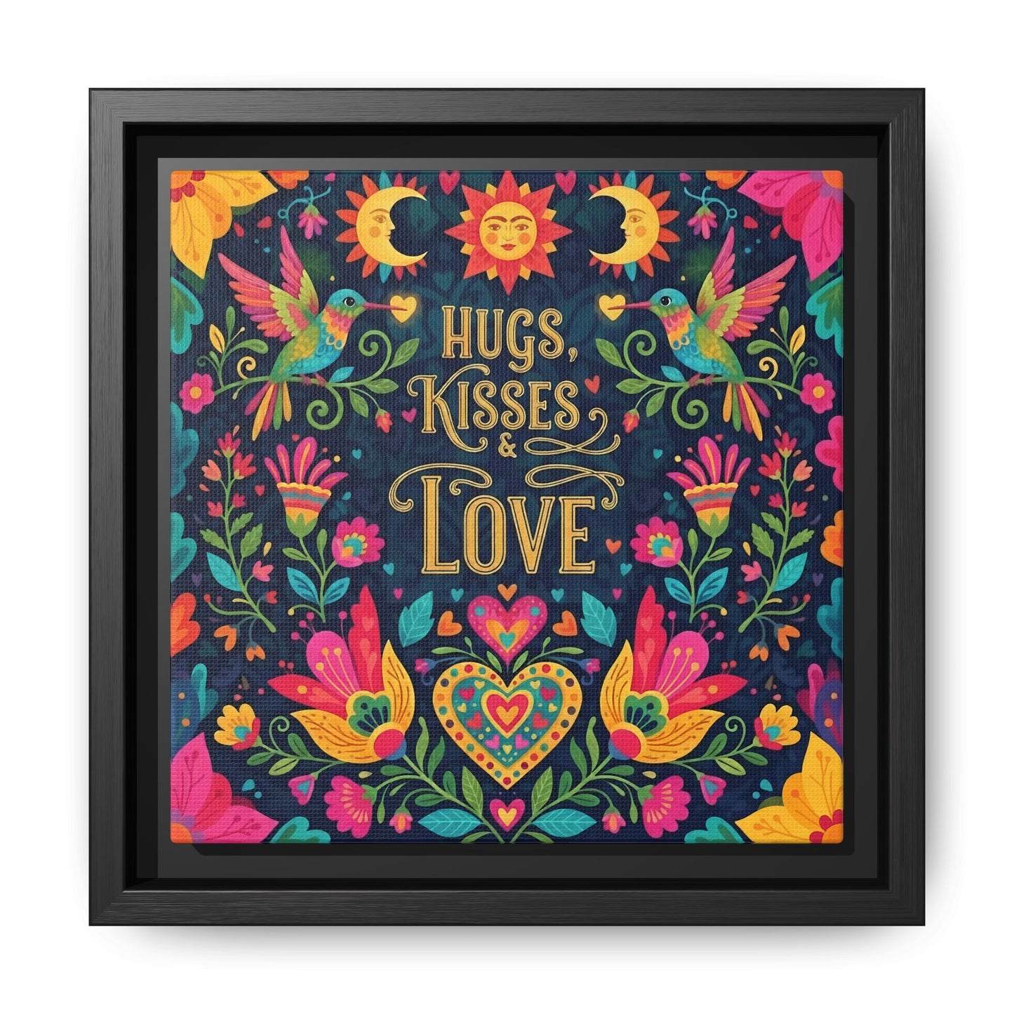 Hugs, Kisses & Love - Framed Canvas